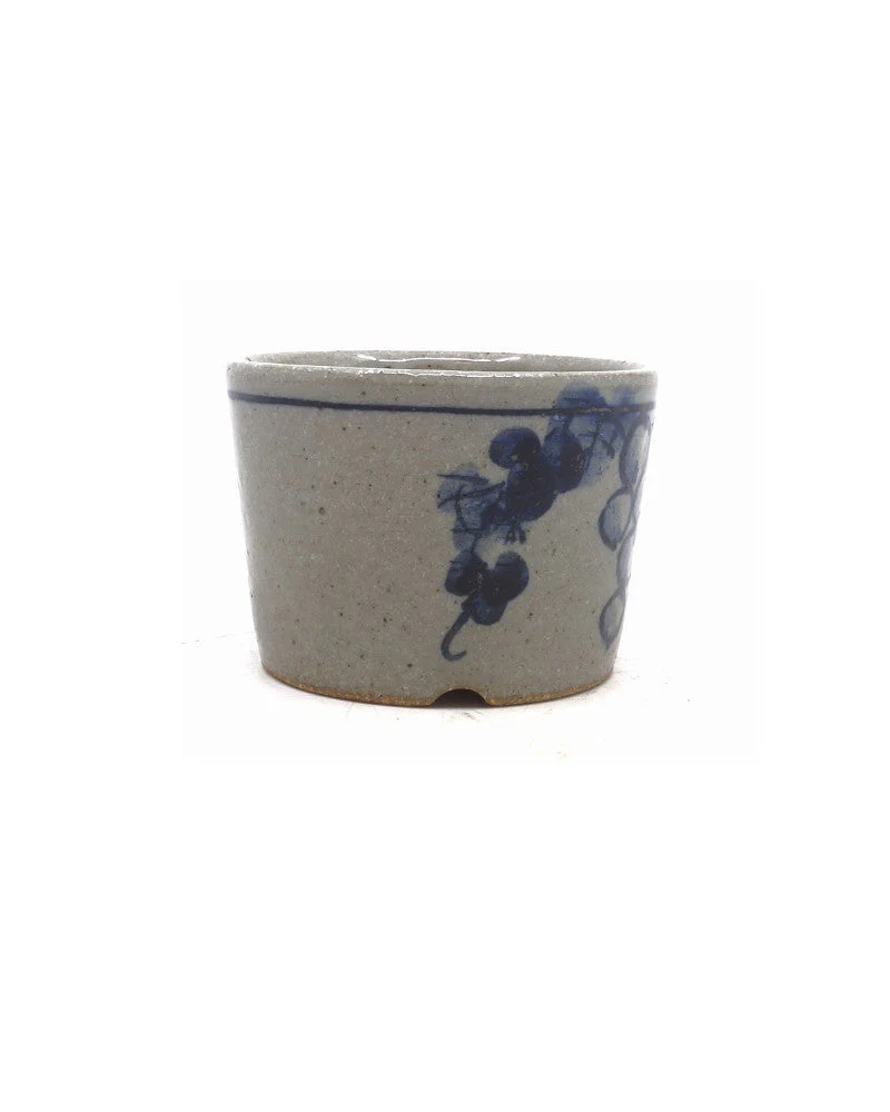 Shohin Bonsai pot handgeschilderd druiven rond 9cm - Image 3
