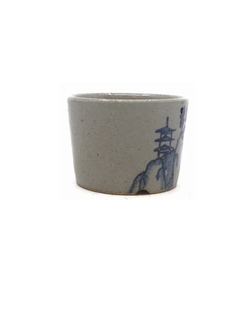 Shohin Bonsai pot handgeschilderd landschap rond 9cm - Image 3