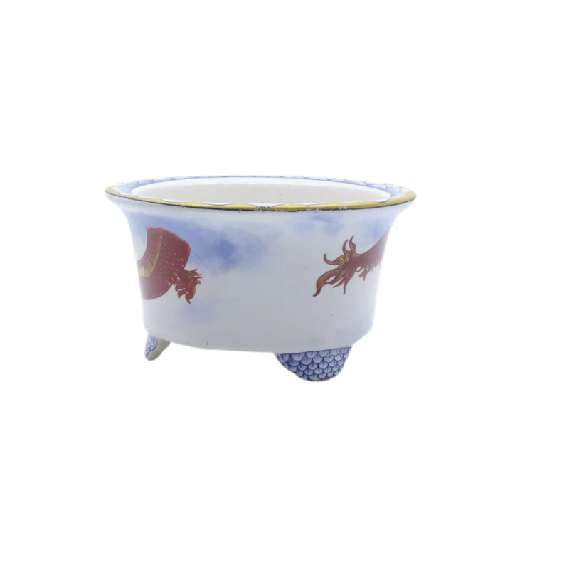 Bonsai pot blauw rood draak rond 12cm - Image 2