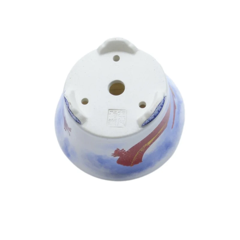 Bonsai pot blauw rood draak rond 12cm - Image 4