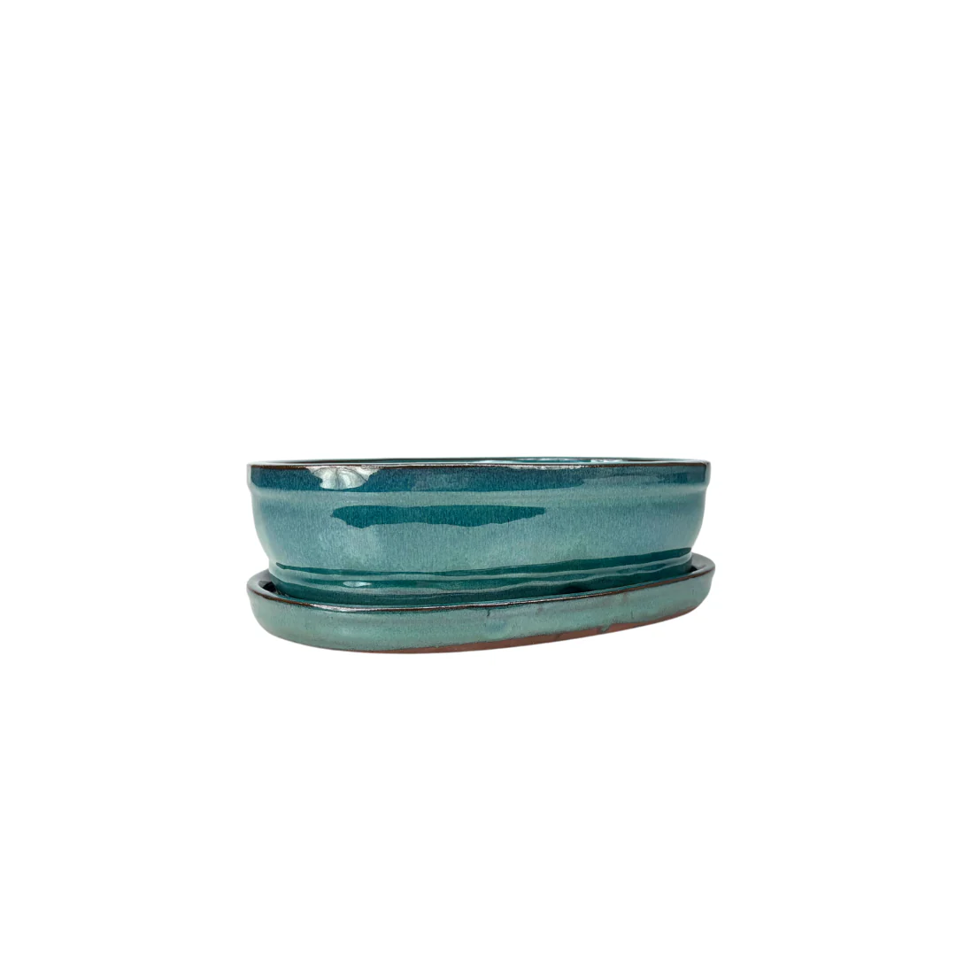 Bonsai pot groen ovaal 16cm - set - Image 2