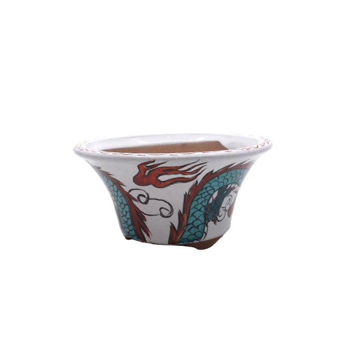 Bonsai pot handgeschilderde draak rond 15cm - Image 2