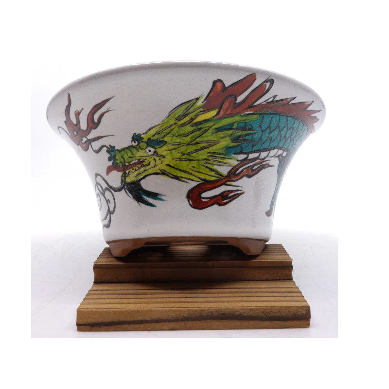 Bonsai pot handgeschilderde draak rond 15cm - Image 5