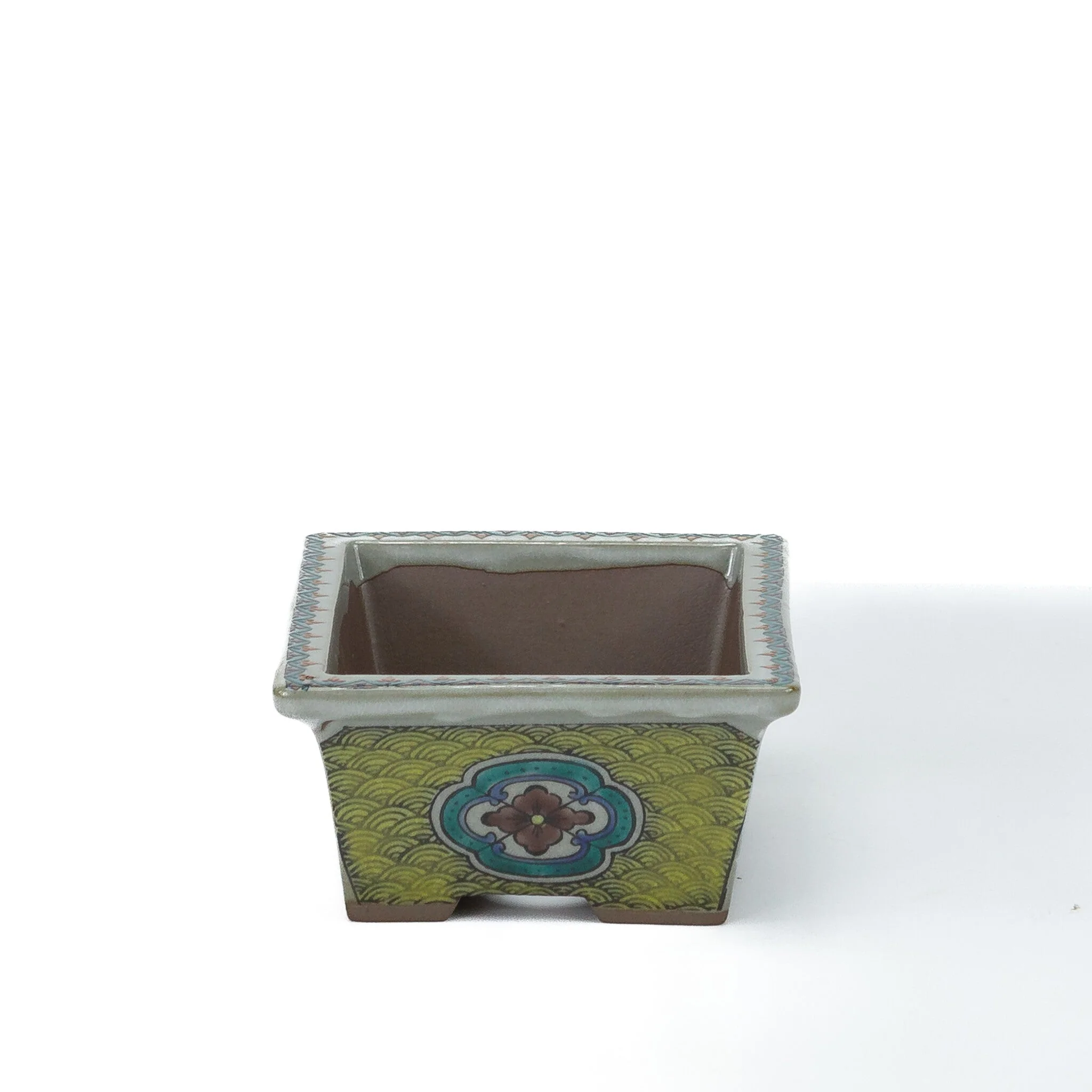 Bonsai pot Kutani yaki 'Ishidatami' rechthoekig multi-kleuren 13cm - Image 2
