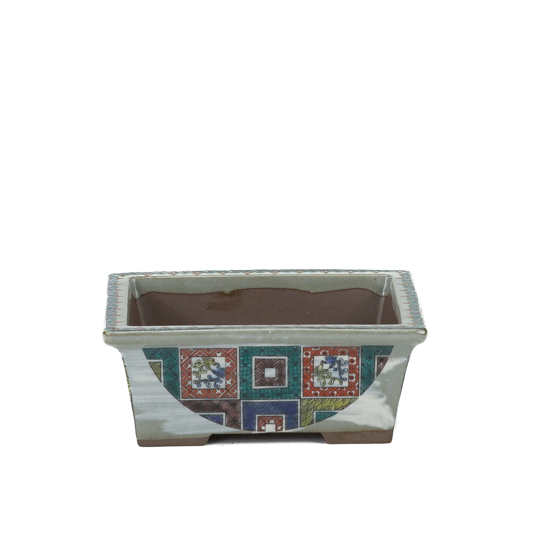 Bonsai pot Kutani yaki 'Ishidatami' rechthoekig multi-kleuren 13cm - Image 3