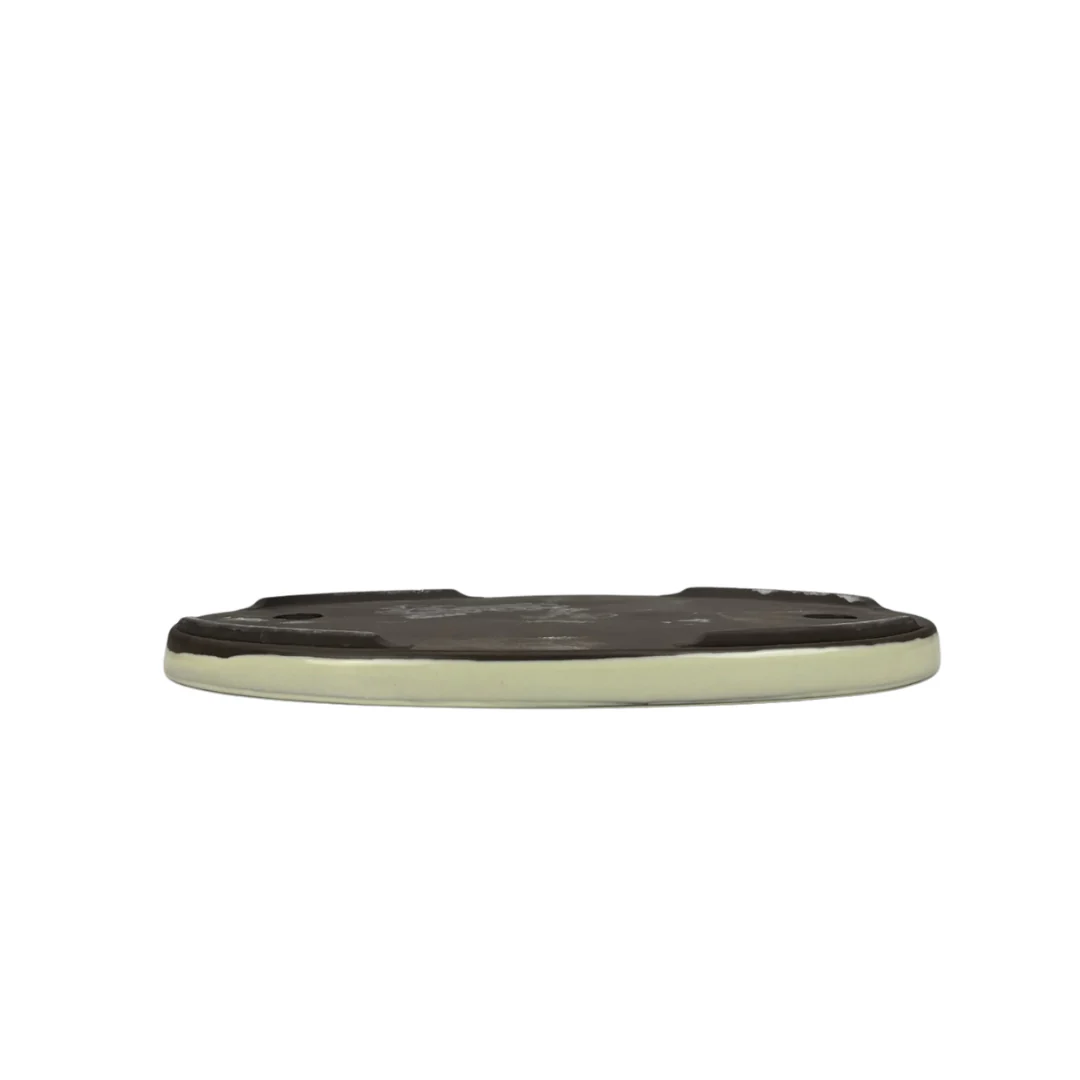 Bonsai pot - ovaal, geglazuurd, crème (28cm breed) - Image 2