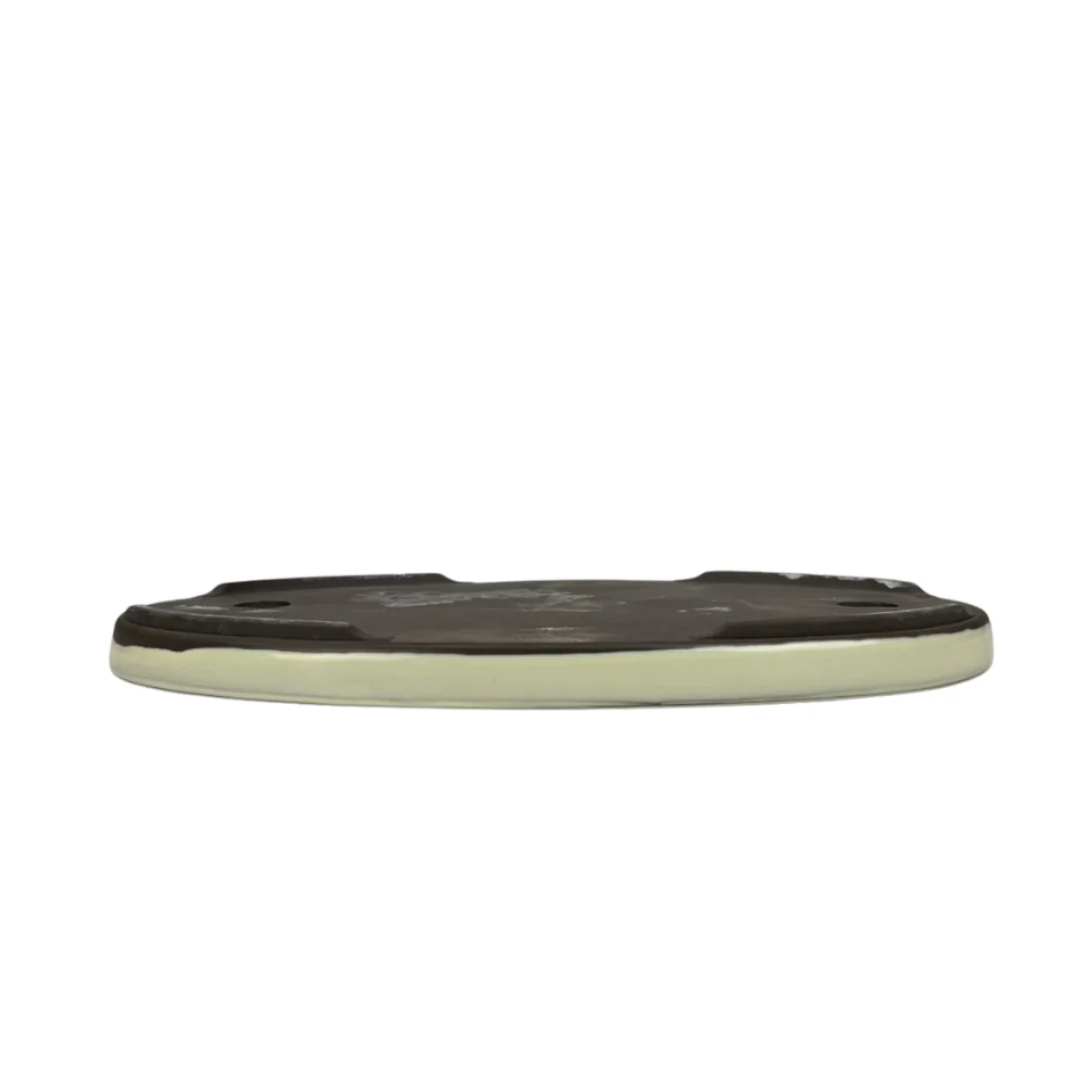Bonsai pot - ovaal, geglazuurd, crème (34cm breed) - Image 2