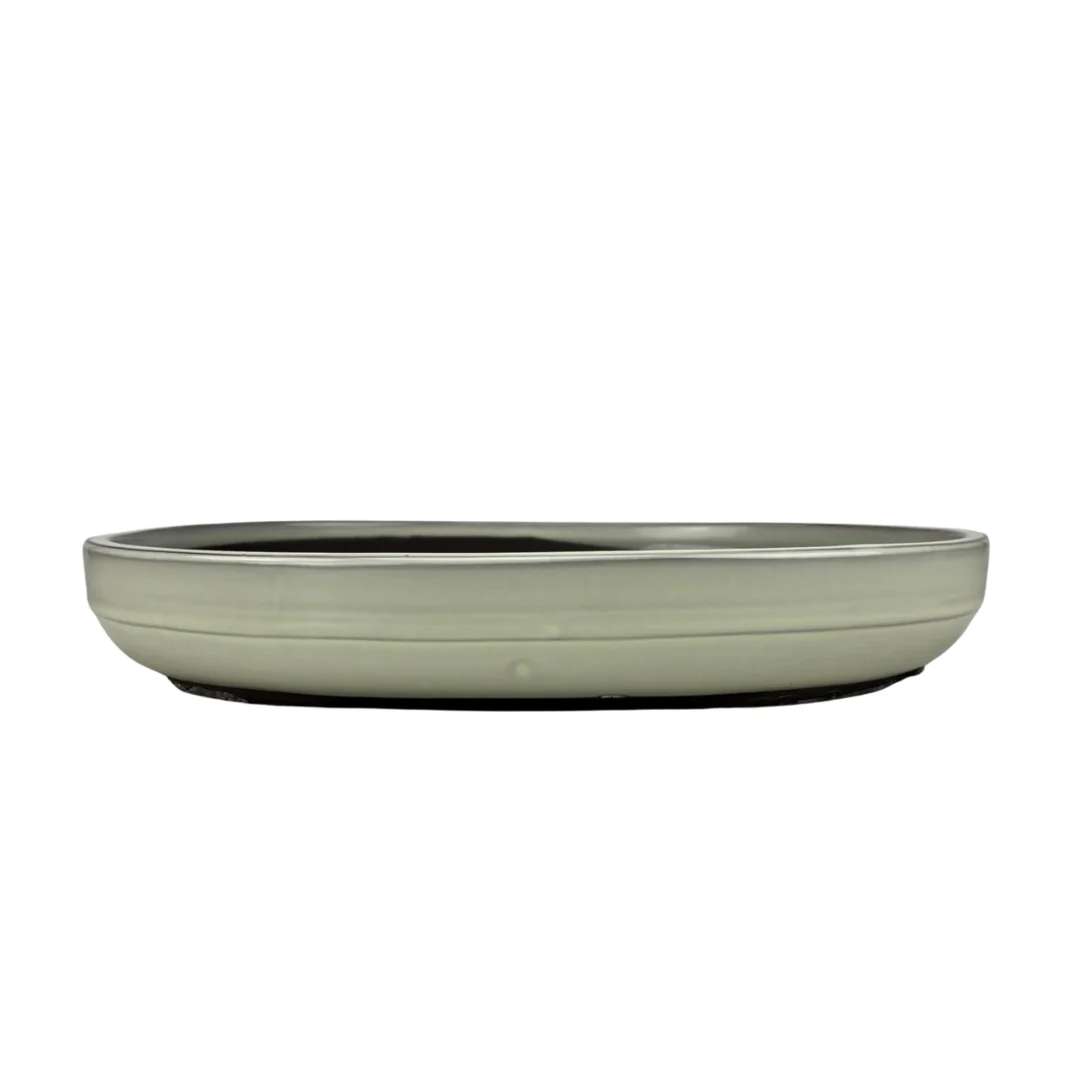 Bonsai pot - ovaal, geglazuurd, crème (41cm breed)
