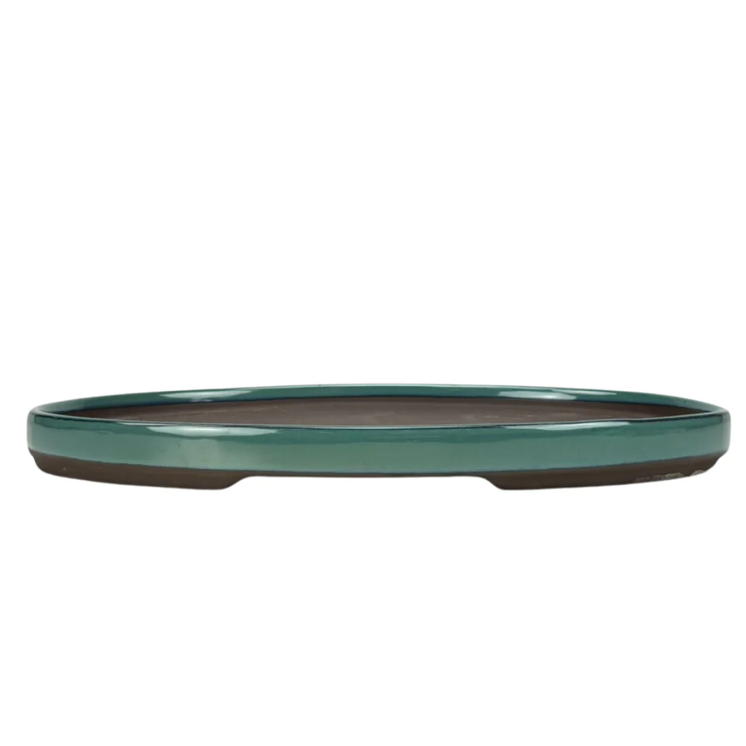 Bonsai pot - ovaal, geglazuurd, groen (45cm breed)
