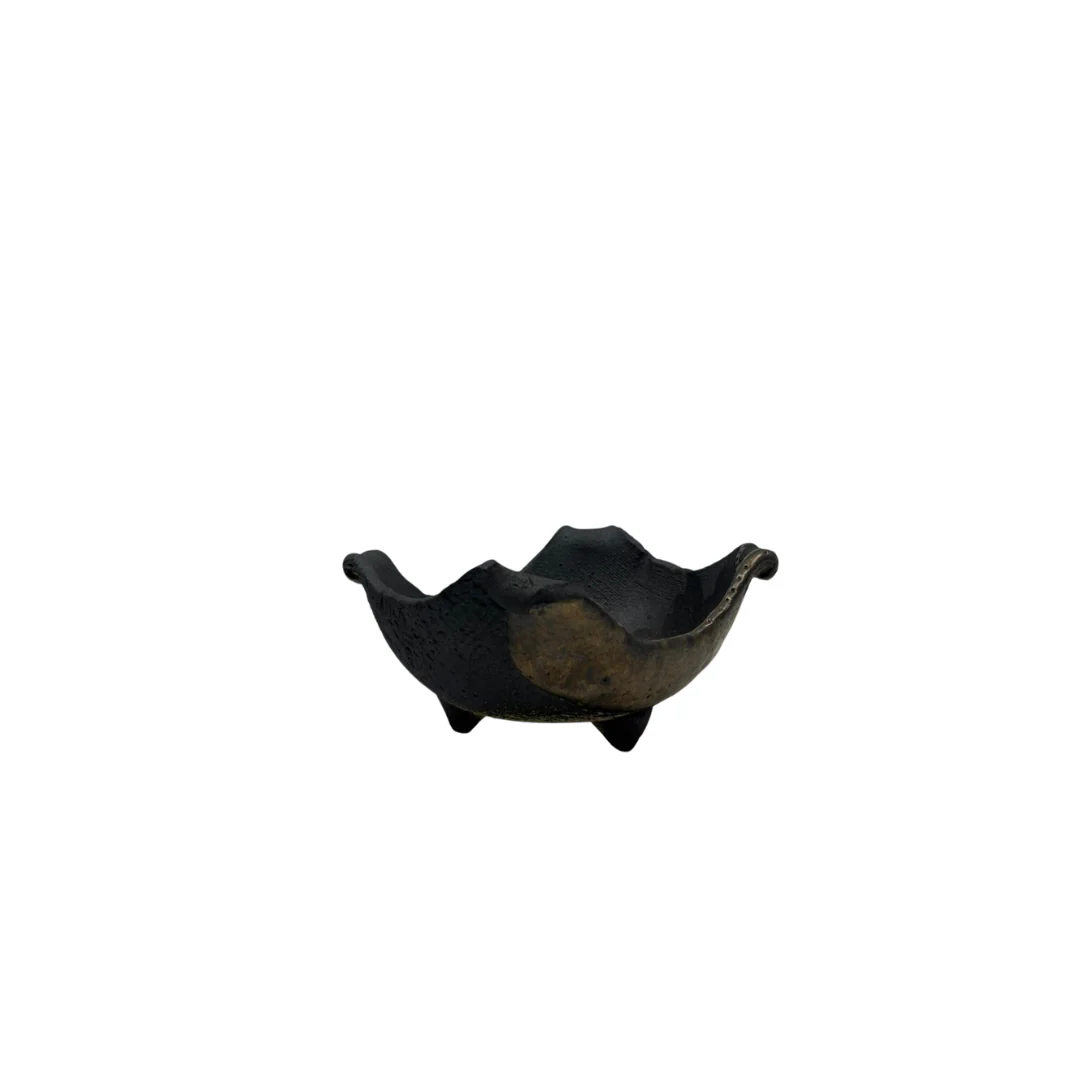 Bonsai pot - rechthoekig, geglazuurd, zwart met brons (12cm breed) - Image 2