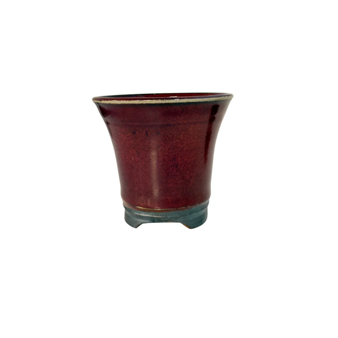 Bonsai pot rood cascade met zwarte vlekken René Lecocq 12cm