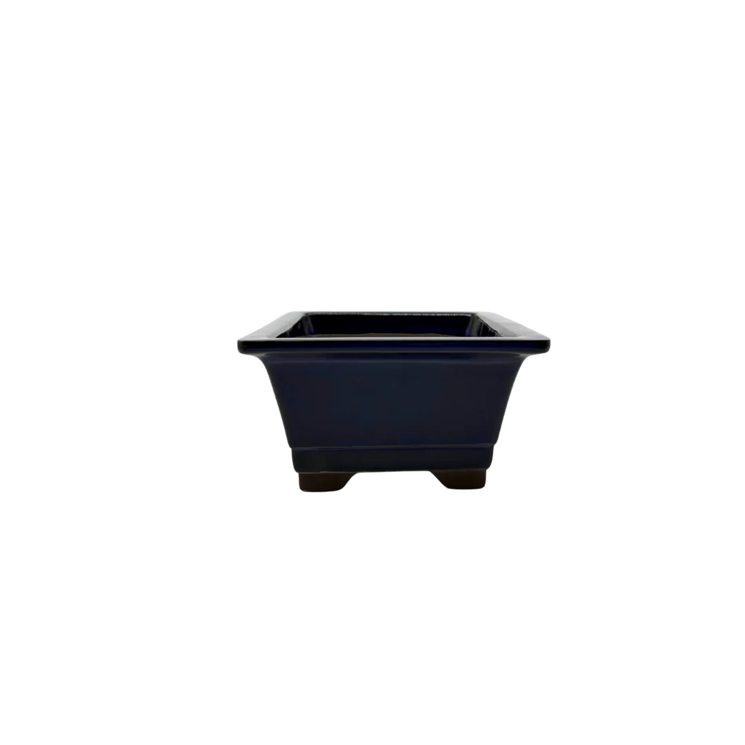 Bonsai pot set - rechthoekig, geglazuurd, blauw (14cm breed) - Image 4