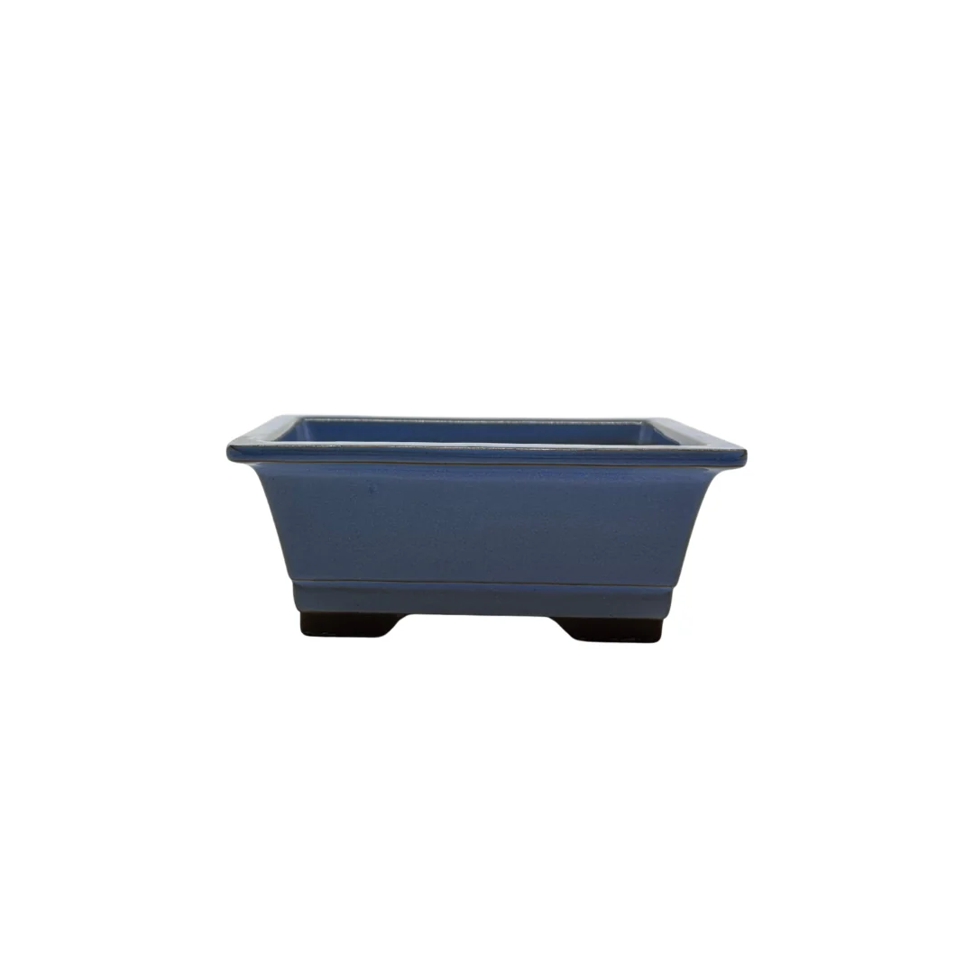 Bonsai pot set - rechthoekig, geglazuurd, licht blauw (14cm breed) - Image 2
