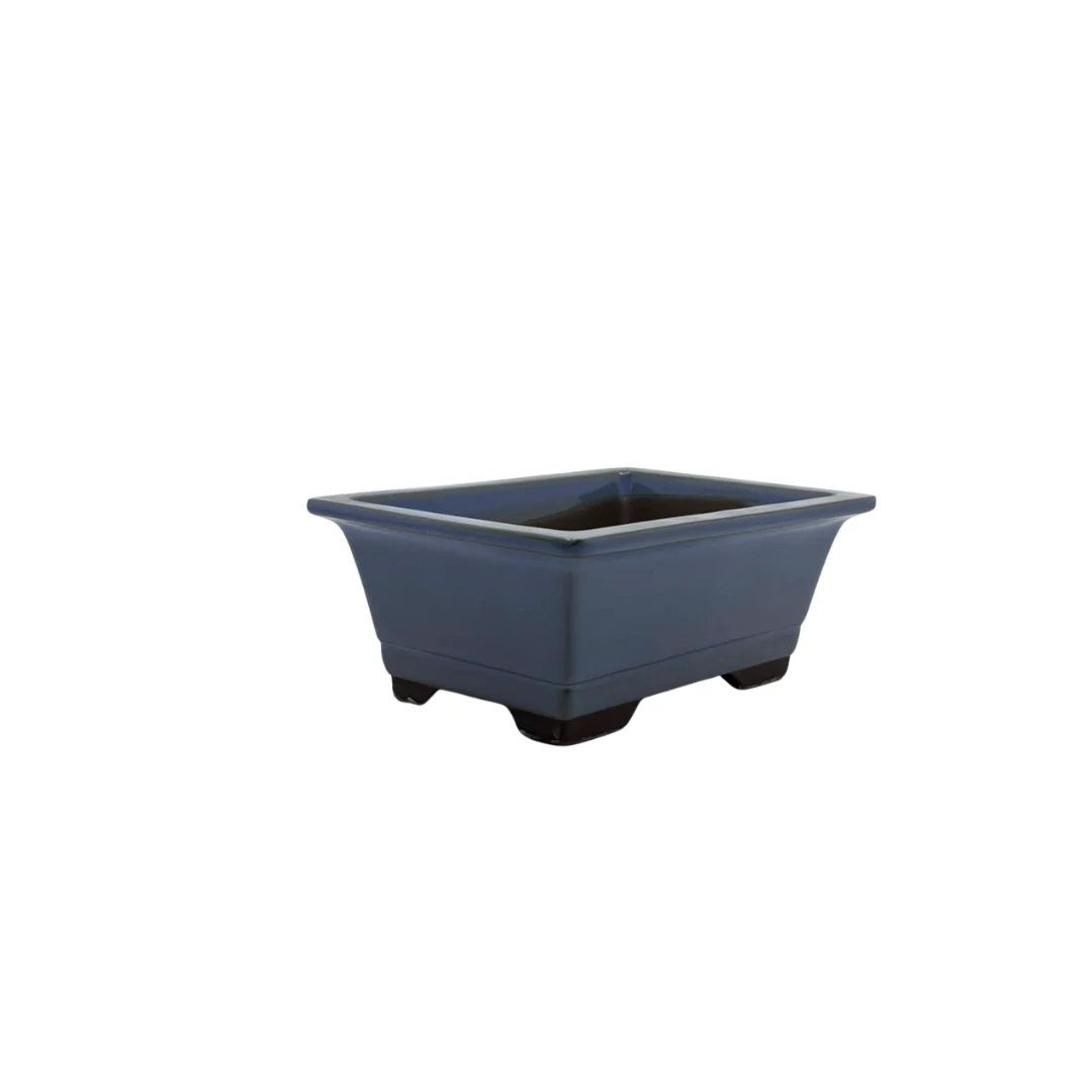 Bonsai pot set - rechthoekig, geglazuurd, licht blauw (14cm breed) - Image 3