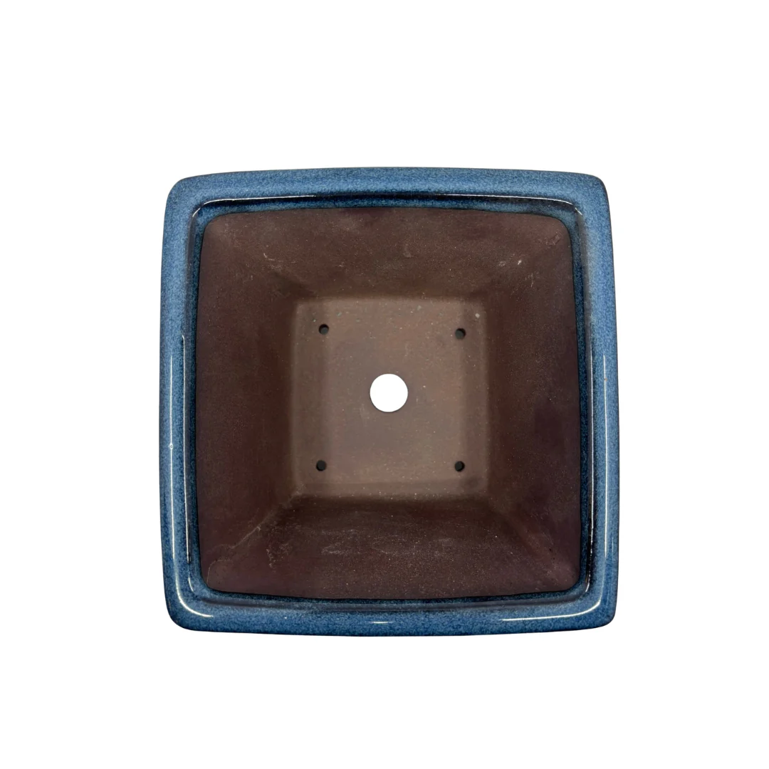 Bonsai pot - vierkant, geglazuurd, blauw (14cm breed) - Image 4