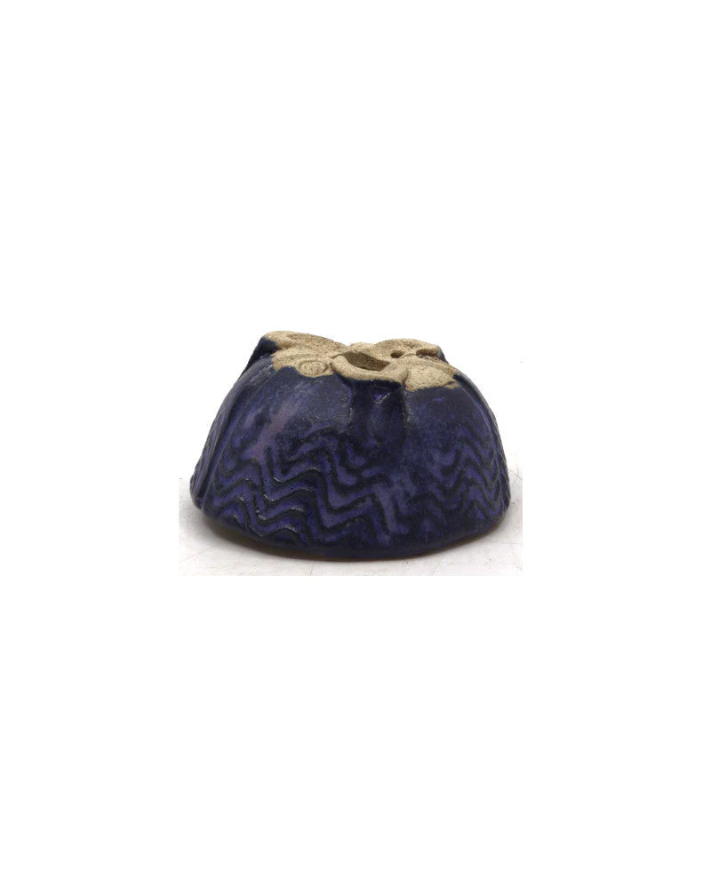 Shohin Bonsai pot Walsall geglazuurd blauw rond 9cm - Image 2