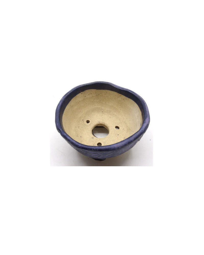Shohin Bonsai pot Walsall geglazuurd blauw rond 9cm - Image 4