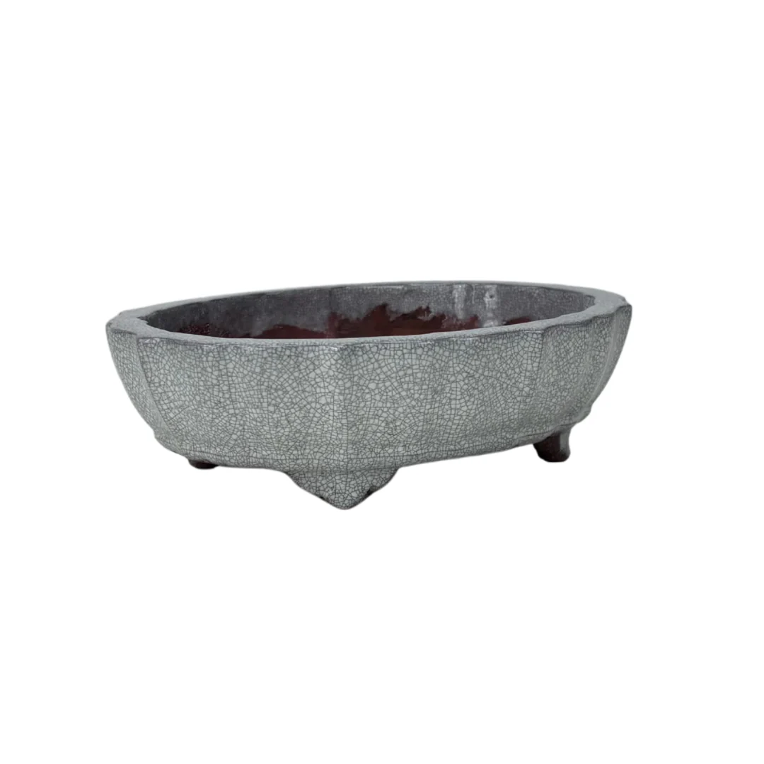 Bonsai pot wit grijs craquelé chrysant 17cm - Image 3