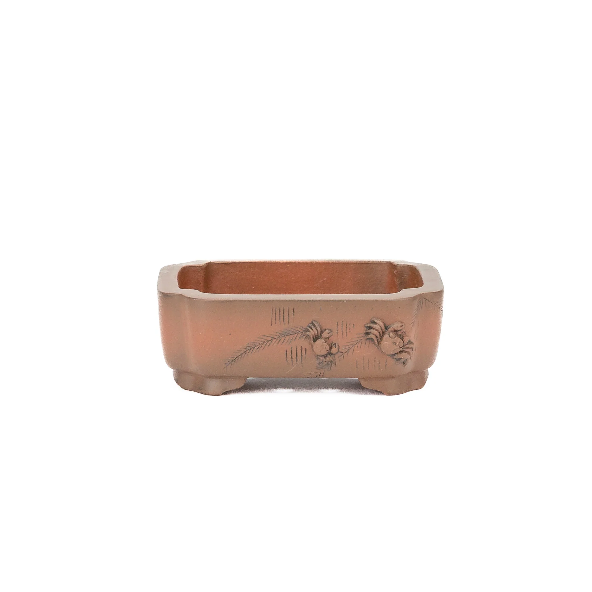 Bonsai pot Yixing ongeglazuurd mokko krab 13cm