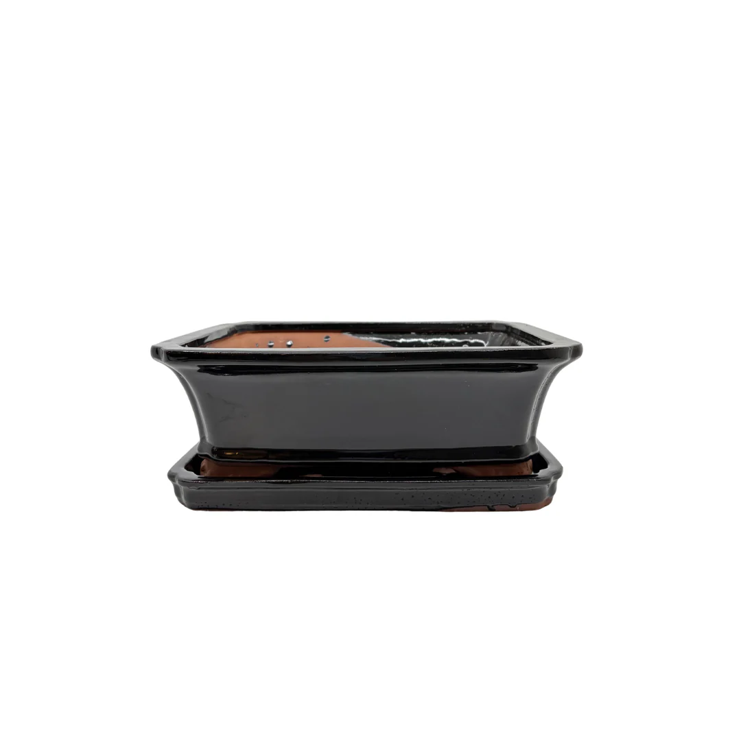 Bonsai pot zwart rechthoek 21cm - set