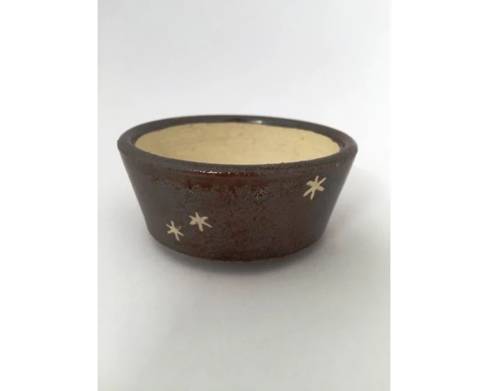 Donkerbruin met creme Shohin bonsai pot 6cm