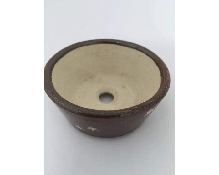 Donkerbruin met creme Shohin bonsai pot 6cm - Image 2