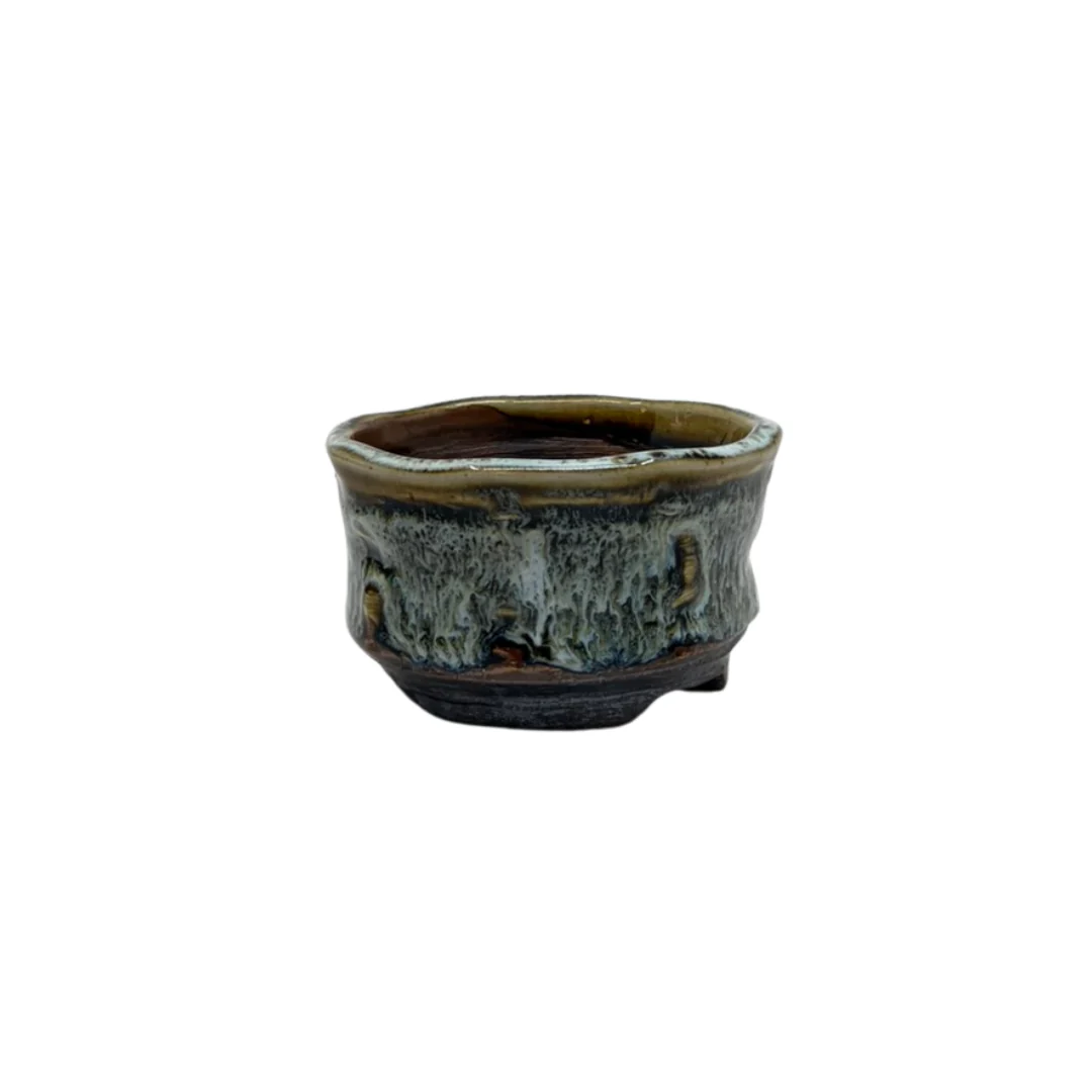 Shohin Bonsai pot bruin crème René Lecocq 9cm