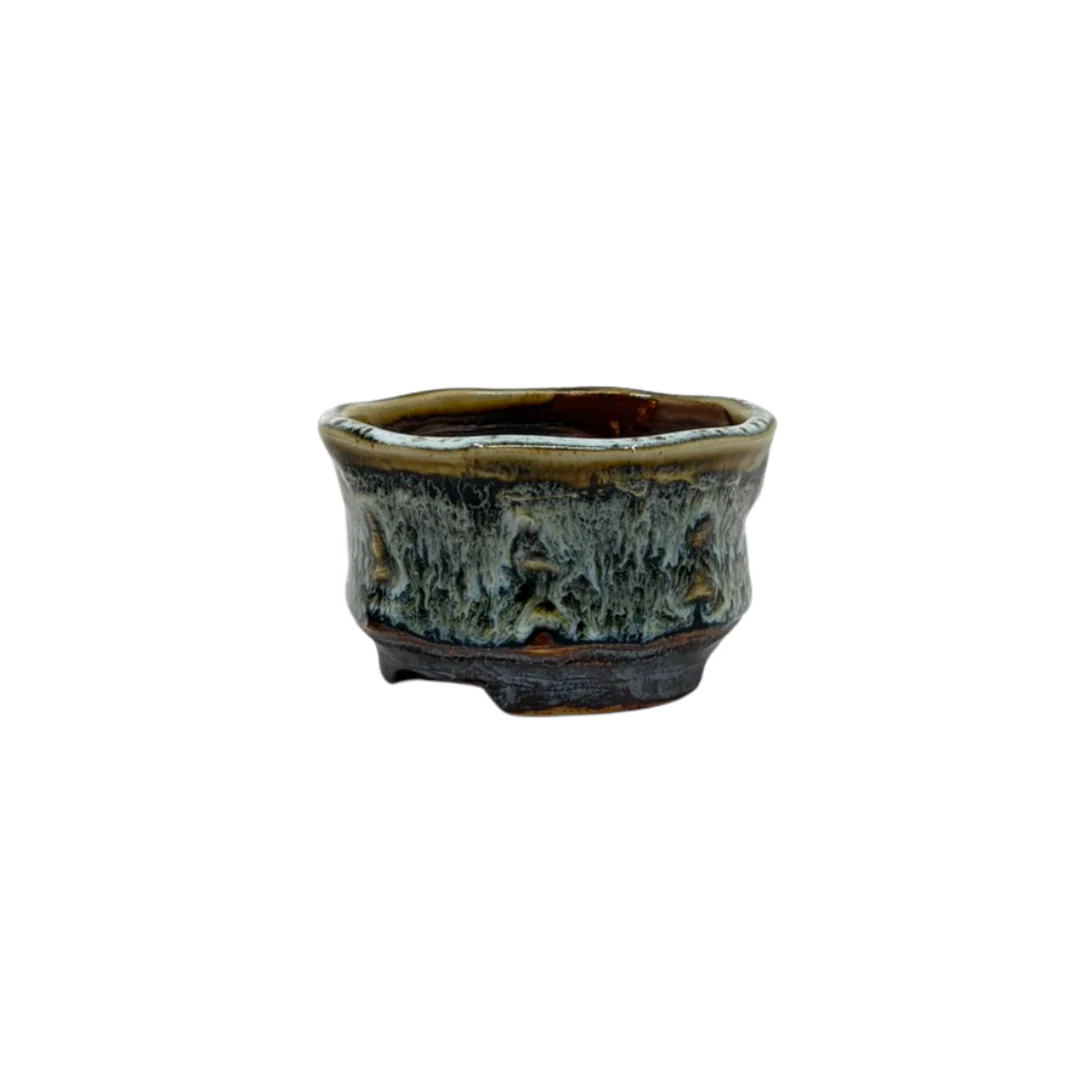 Shohin Bonsai pot bruin crème René Lecocq 9cm - Image 2