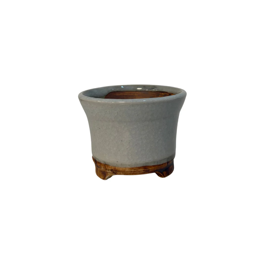 Shohin Bonsai pot crème met zachte ronde vlekken René Lecocq 9cm - Image 2